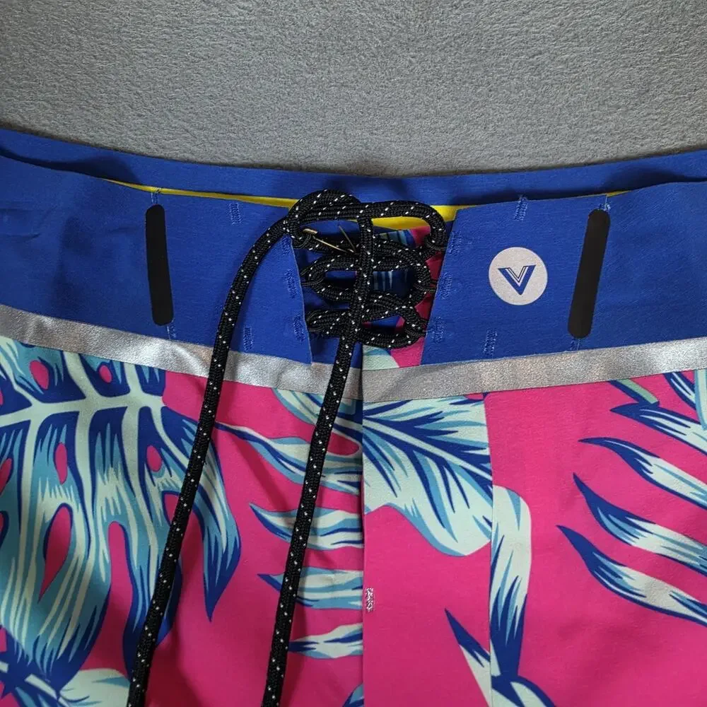 Vast Titanium Series Men's Board Shorts Size 32 Pink Blue Tropical Floral Swim T